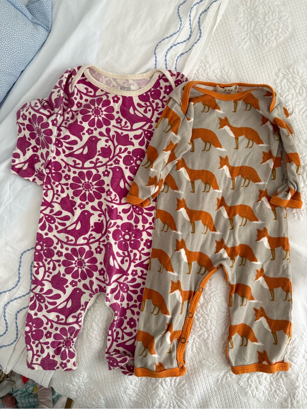 Kids Cotton Pajamas - Pink Floral & Orange Fox Prints
